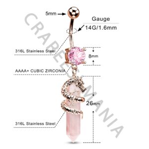 CM Crareesi Mania Dragon Belly Button Rings 14G Belly Rings Dangling Nature Stone Navel Piercing Jewelry Skull Belly Button Piercing Jewelry