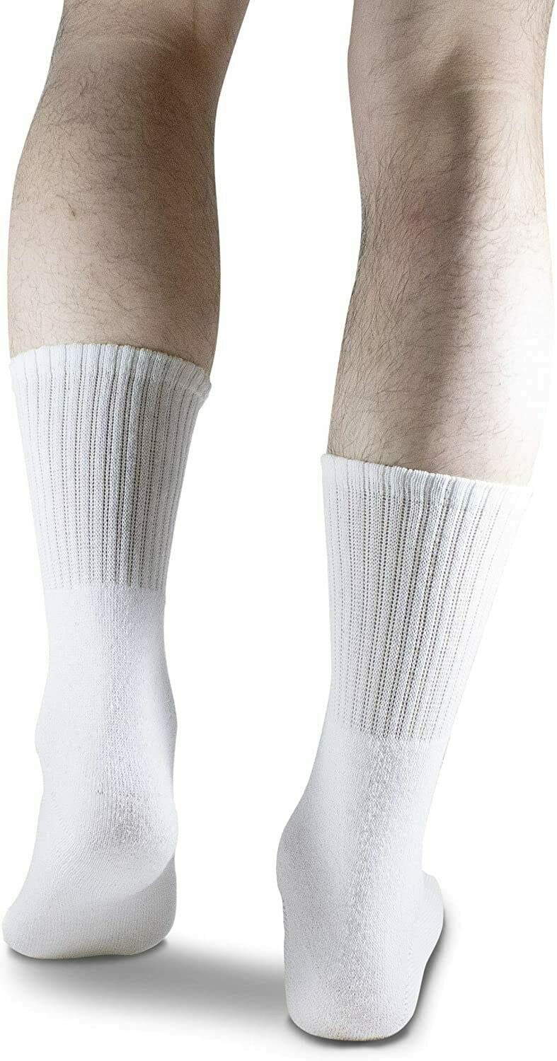 Lot 3-12 Pairs Mens Solid Sports Athletic Work Plain Crew Socks Size 10-13 (3 Pack), White