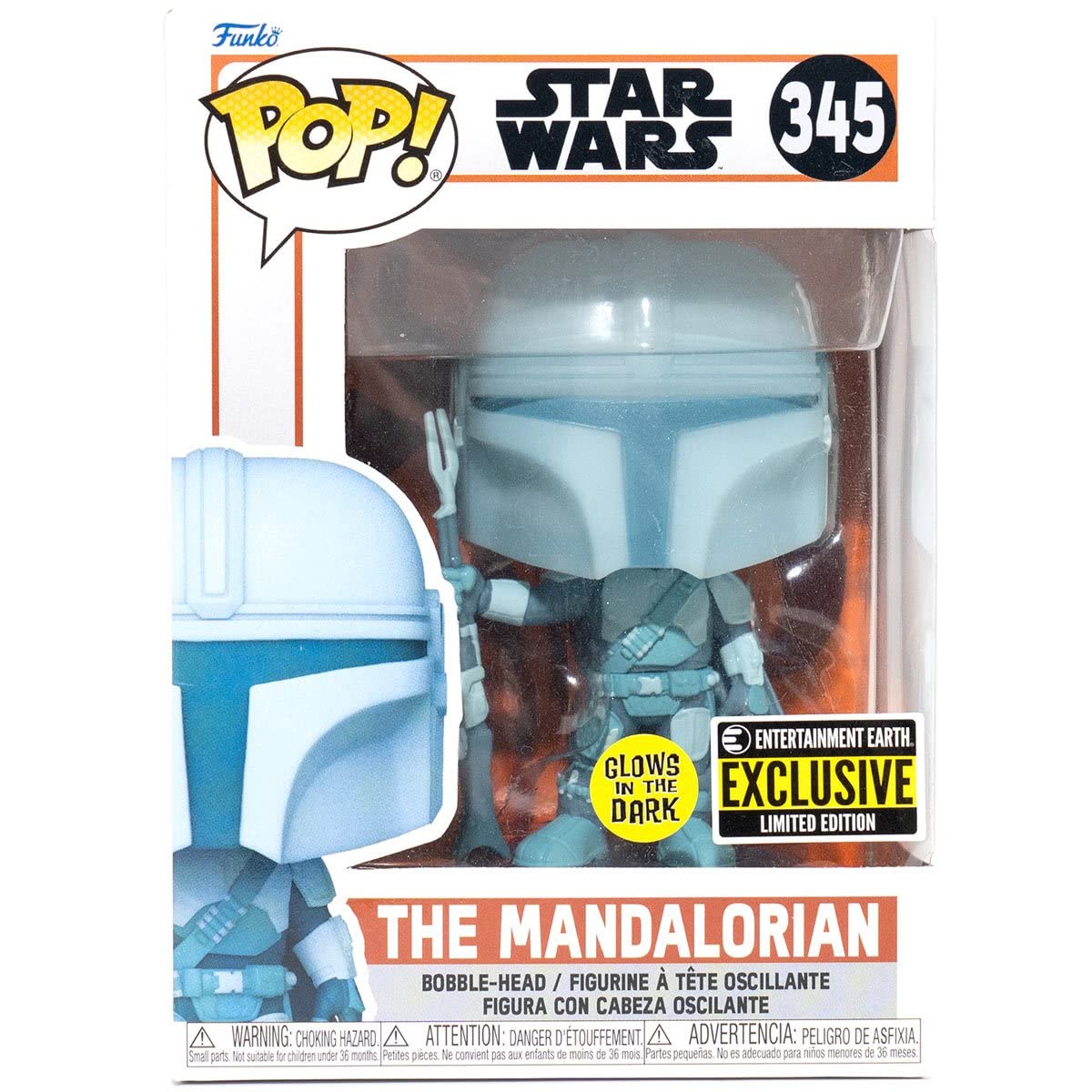 POP Star Wars: The Mandalorian - Mandalorian (Din Djarrin) Hologram Glow-in-The-Dark Exclusive Funko Vinyl Figure (Bundled with Compatible Box Protector Case)