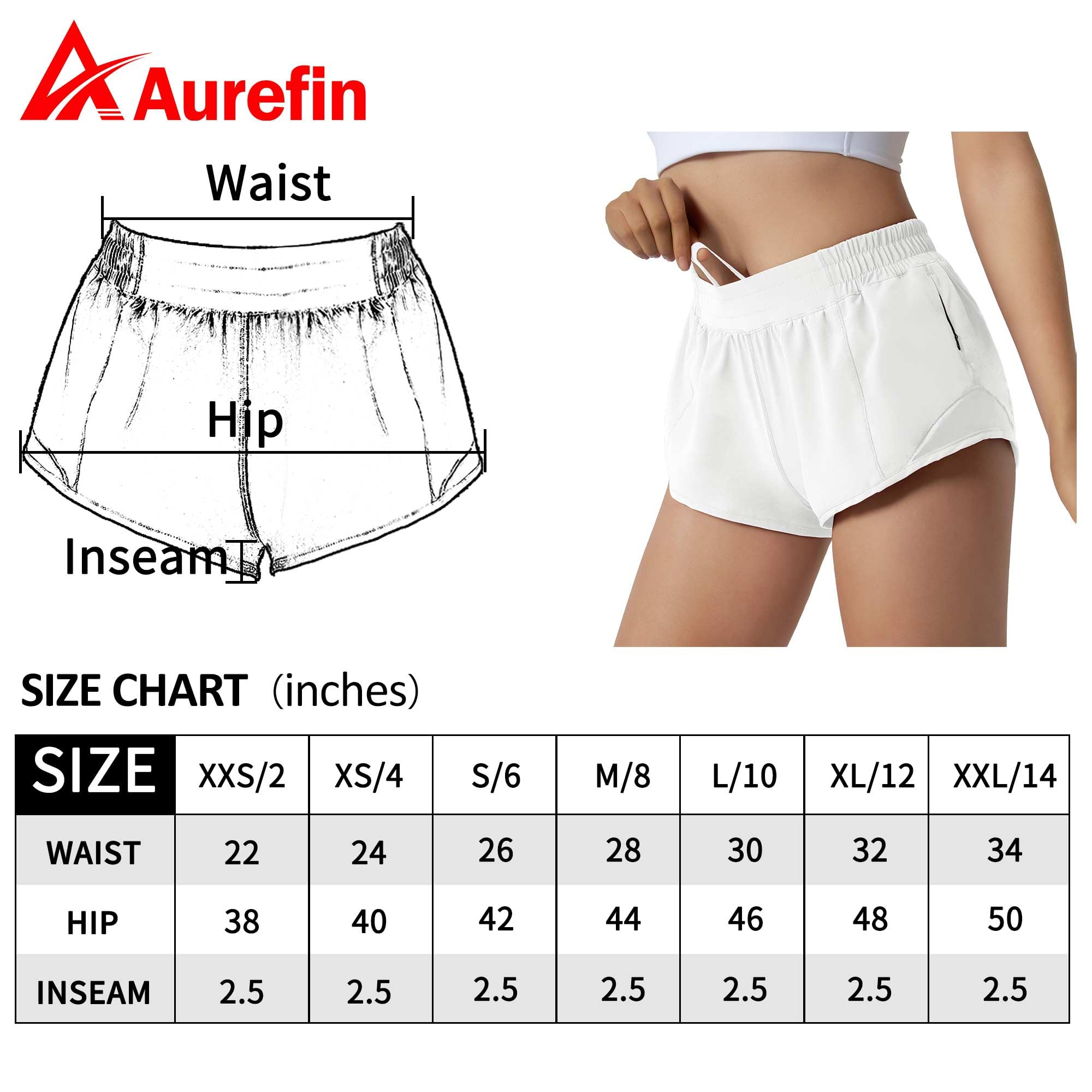 Aurefin Running Shorts for Women,Quick Dry Athletic Sports Shorts Lightweight Active Workout Gym Shorts with Zip Pocket White/M