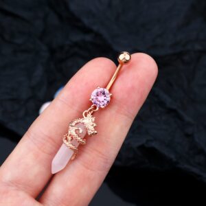 CM Crareesi Mania Dragon Belly Button Rings 14G Belly Rings Dangling Nature Stone Navel Piercing Jewelry Skull Belly Button Piercing Jewelry