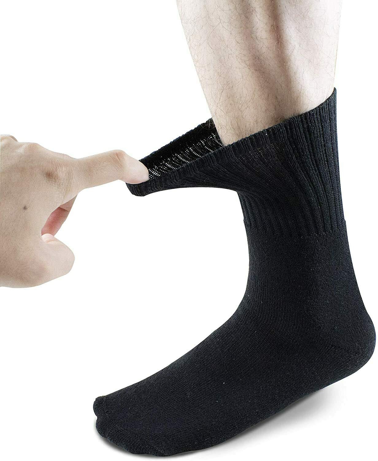 Lot 3-12 Pairs Mens Solid Sports Athletic Work Plain Crew Socks Size 10-13 (3 Pack), Black