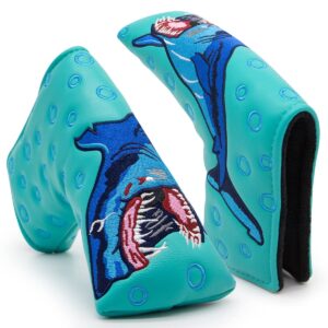 shark golf putter club head cover headcover blade magnetic fits for scotty cameron del mar, taylormade mytp, odyssey wh og #1 putters (light blue)