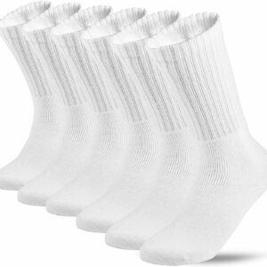 Lot 3-12 Pairs Mens Solid Sports Athletic Work Plain Crew Socks Size 10-13 (3 Pack), White