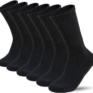 Lot 3-12 Pairs Mens Solid Sports Athletic Work Plain Crew Socks Size 10-13 (3 Pack), Black