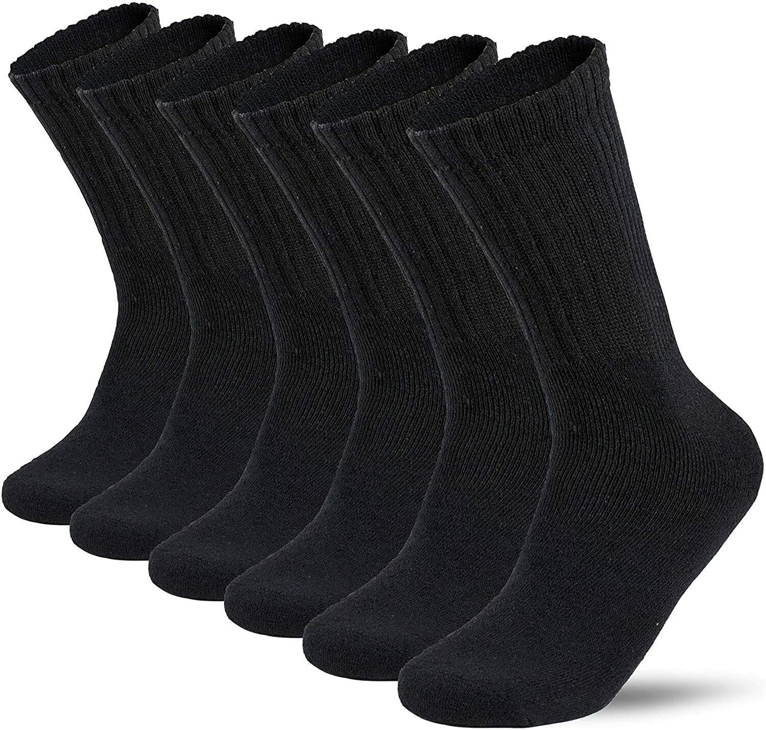 Lot 3-12 Pairs Mens Solid Sports Athletic Work Plain Crew Socks Size 10-13 (3 Pack), Black