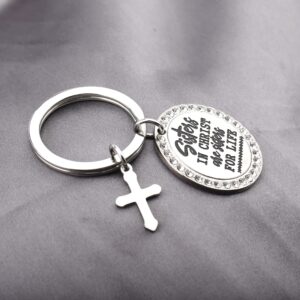 WKXZMTR Sisters in Christ Gifts Sisters in Christ are Sisters for Life Keychain Christian Jewelry (Christ Sister KS)