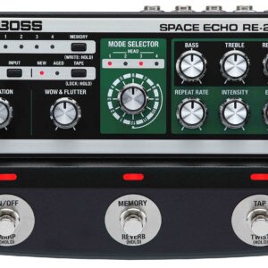 Boss RE-202 Space Echo Delay and Reverb Effects Bundle with Instrument Cable, Patch Cable, and Picks