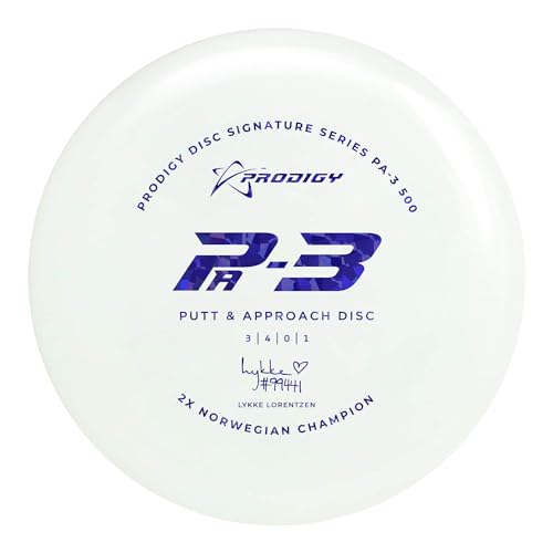 Prodigy Disc Lykke Lorentzen 500 PA-3 | 2022 Signature Series | Stable Disc Golf Putter | Stiff, Confident Grip | Laser Straight Flight Path | 170-174g (Colors May Vary)