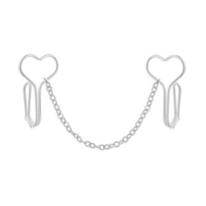 Fuqimanman2020 4pcs African Fake Nose Rings Clip Set, Fake Septum Ring with Heart Nose Chain Cuff CZ Crystal Studs Nostril No Piercing Body Jewelry for Women-Silver