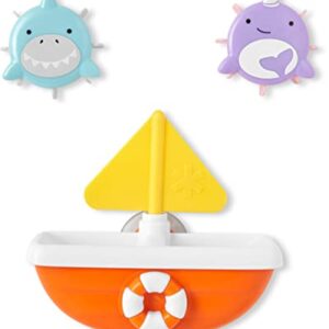 Skip Hop Zoo Baby Bath Toy, Tip & Spin Boat, Shark/Narwhal