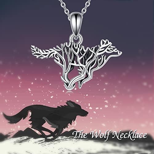 ONEFINITY Wolf Necklace S925 Sterling Silver Viking Wolf Pendant Animal Jewelry for Men Women