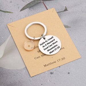 FEELMEM Faith Gift Matthew 17:20 Keychain Mustard Seed Faith Gifts Friend Religious Jewelry Christian Scripture Gift (Faith as-ky)