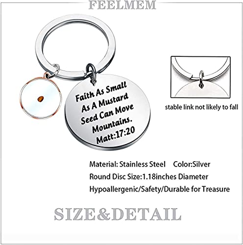 FEELMEM Faith Gift Matthew 17:20 Keychain Mustard Seed Faith Gifts Friend Religious Jewelry Christian Scripture Gift (Faith as-ky)