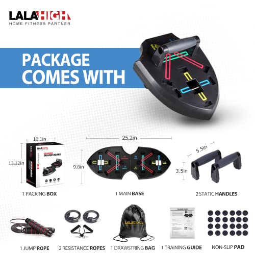 LALAHIGH Portable Home Gym System for Men and Women: Push Up Board, Different Fitness Accessories with Resistance Bands dynamic handles and nonslip pads-Professional Strength Training Exercise