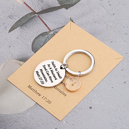 FEELMEM Faith Gift Matthew 17:20 Keychain Mustard Seed Faith Gifts Friend Religious Jewelry Christian Scripture Gift (Faith as-ky)