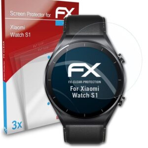 atFoliX Screen Protection Film compatible with Xiaomi Watch S1 Screen Protector, ultra-clear FX Protective Film (3X)