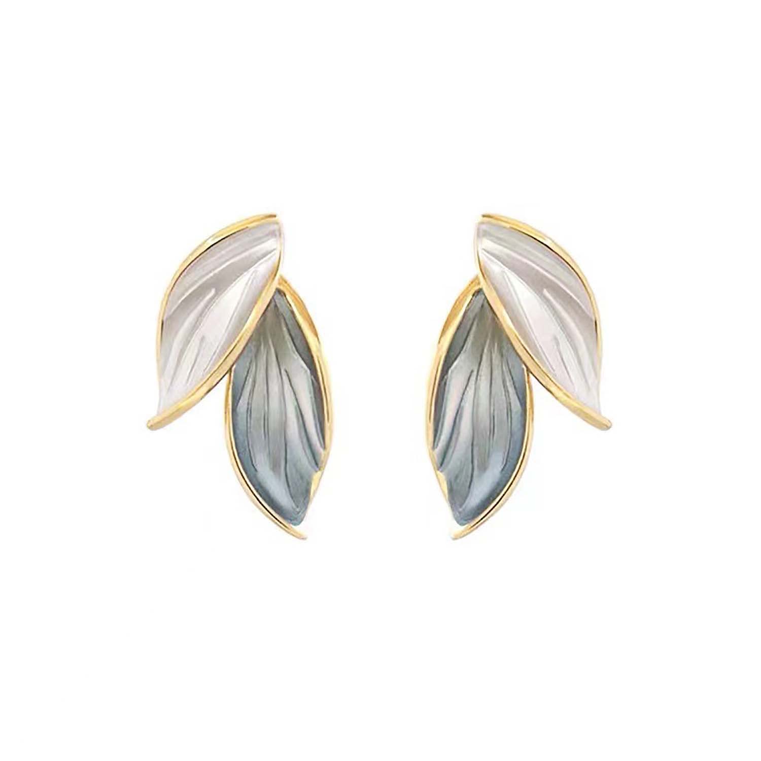 HZJCC Fashion Leaf Stud Earrings For Women Enamel Earrings Jewelry