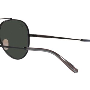 Ray-Ban RB8225 Aviator Titanium Sunglasses, Black/Polarized Dark Grey, 58 mm