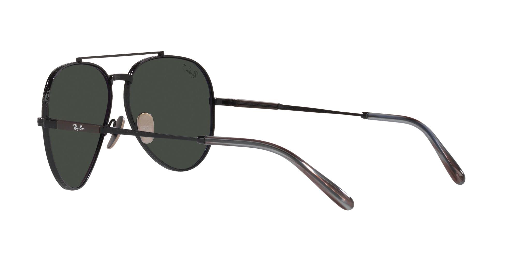 Ray-Ban RB8225 Aviator Titanium Sunglasses, Black/Polarized Dark Grey, 58 mm