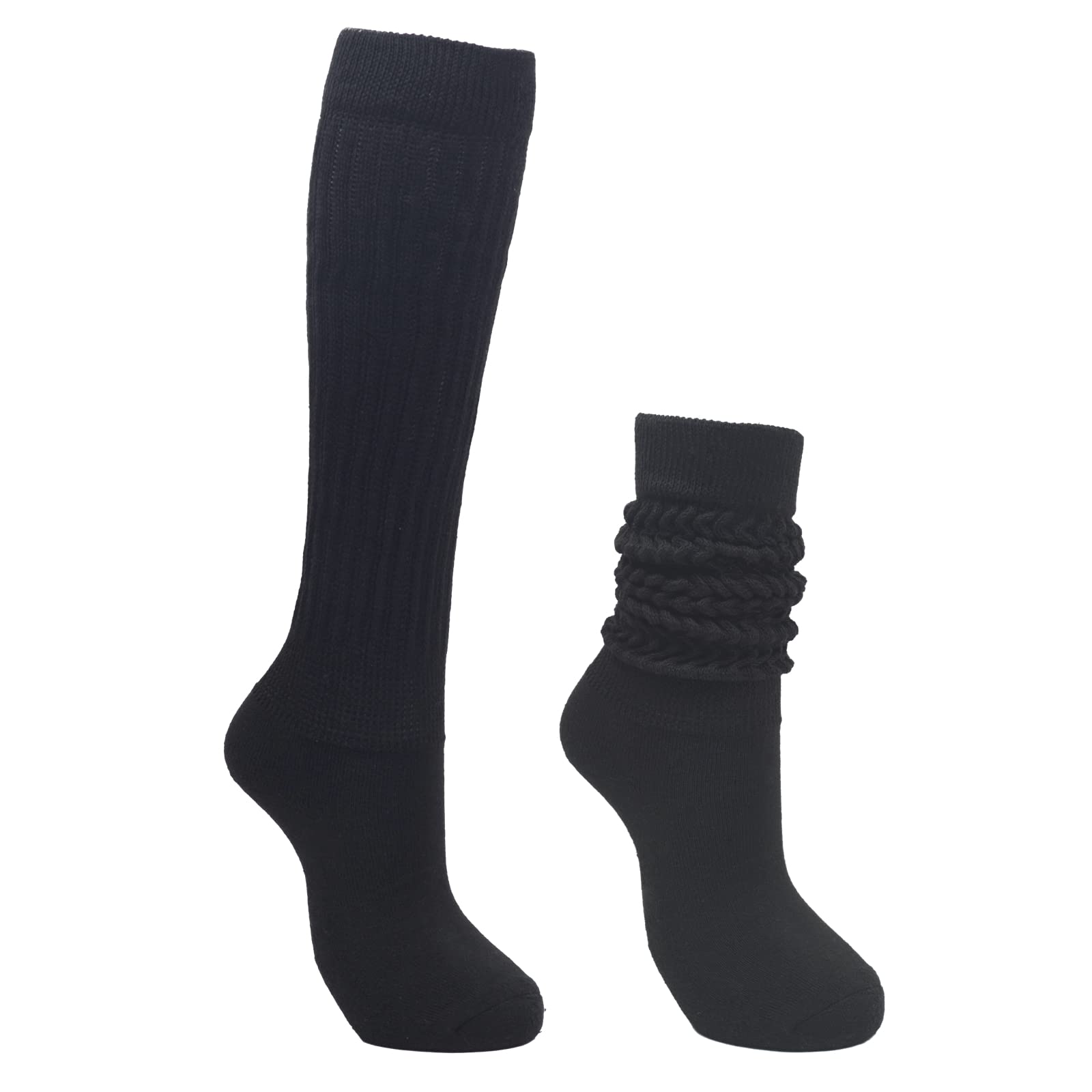 Intgoodluckycc Black Slouch Scrunch Socks for Women, Scrunch Long High Tube Socks (1 Pair - Black)