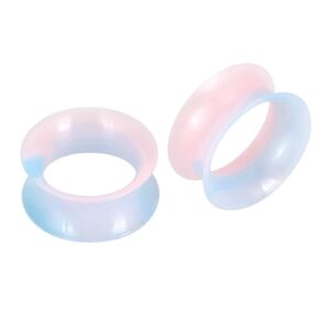 YOFANST 20pcs Silicone Tunnels Kit 2g-1" Silicone Ear Gauges Plugs Ear Stretching Kit, blue pink