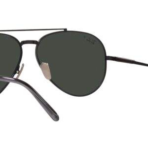 Ray-Ban RB8225 Aviator Titanium Sunglasses, Black/Polarized Dark Grey, 58 mm