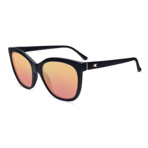 Knockaround Deja Views Polarized Sunglasses for Women - Impact Resistant Lenses & Full UV400 Protection, Matte Black/Rose Gold