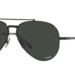 Ray-Ban RB8225 Aviator Titanium Sunglasses, Black/Polarized Dark Grey, 58 mm