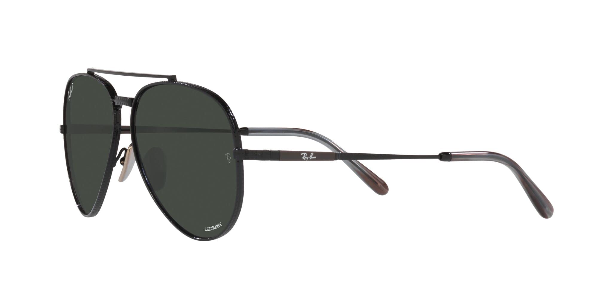 Ray-Ban RB8225 Aviator Titanium Sunglasses, Black/Polarized Dark Grey, 58 mm