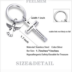 FEELMEM Drive Safe Traveling Jewelry Guardian Angel Prayer Cross Keychain Guardian Prayer Trip Travel Safely Gift For Drivers (Guardian Angel-ky)