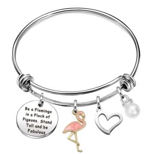 flamingo bracelet gift for women flamingo jewelry be a flamingo in a flock of pigeons bangle bracelet gift for flamingo lovers (be a flamingo)