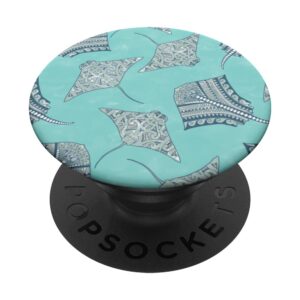 Soft Blue Tribal Stingrays PopSockets Swappable PopGrip