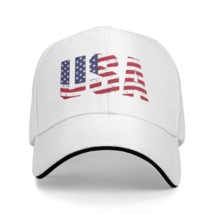 Vintage USA with Flag Baseball Cap Trucker Hat Caps Sports Hats Running for Teenager Men Women Unisex White