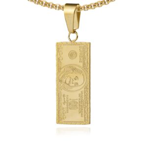 Mgutillart Fashion 18K Gold Plated Money Dollar Pendant Necklace(Gold)