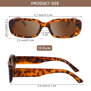 Aodaer 12 Packs Small Rectangle Sunglasses Women Square Sunglasses 90s Retro Fashion Eyewear Vintage Wide Frame Sunglasses