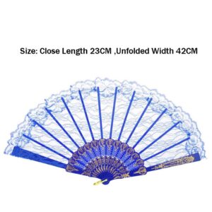 Handmade Folding Fan Chinese Style Lace Hand Held Folding Fan Dance Party Wedding Hand Fan Cool Bamboo Flower Folding Fan Handheld Fan (Color : Yellow)