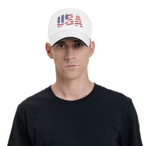 Vintage USA with Flag Baseball Cap Trucker Hat Caps Sports Hats Running for Teenager Men Women Unisex White