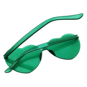 NUDALA Heart Rimless Sunglasses Love Candy Bachelorette Party Glasses Funky Transparent Sunglasses Party Favor (24 GREEN)