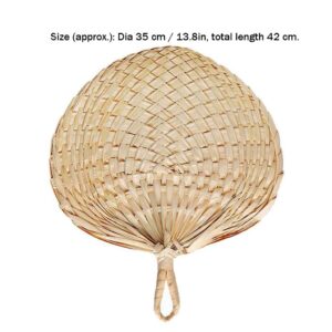 Handmade Folding Fan Chinese Style Handmade Fan Natural Hand Weaving Fan Blades Portable Cooling Fan for Camping Hiking Handheld Fan (Color : Natural)