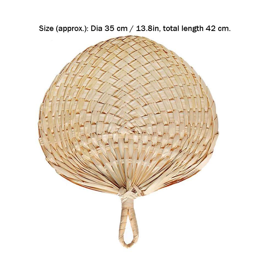 Handmade Folding Fan Chinese Style Handmade Fan Natural Hand Weaving Fan Blades Portable Cooling Fan for Camping Hiking Handheld Fan (Color : Natural)