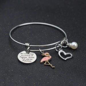 Flamingo Bracelet Gift for Women Flamingo Jewelry Be A Flamingo in A Flock of Pigeons Bangle Bracelet Gift for Flamingo Lovers (Be a flamingo)