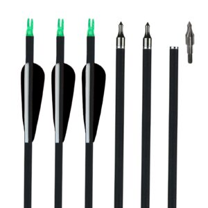 NC93 28/30/32 Inch Archery Arrows Mixed Carbon Arrow Target Practice Hunting Arrows Spine 500 for Compound Recurve Long Bows 6/12pcs (32 inch, Black 12pcs)