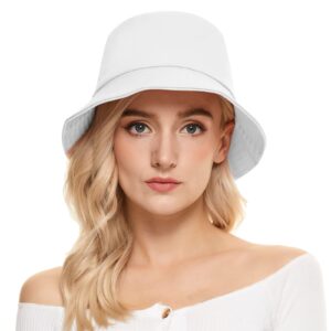 Unisex Athletic Bucket Hat Solid Colors Sun Hat with UV Protection for Outdoor Sports Packable Summer Hats White Black