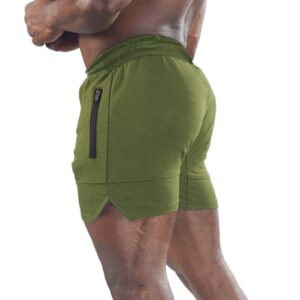 FLYFIREFLY Men's Gym Workout Shorts Running Training Fitted Joggeing Short Pants for Men Bodybuilding Green