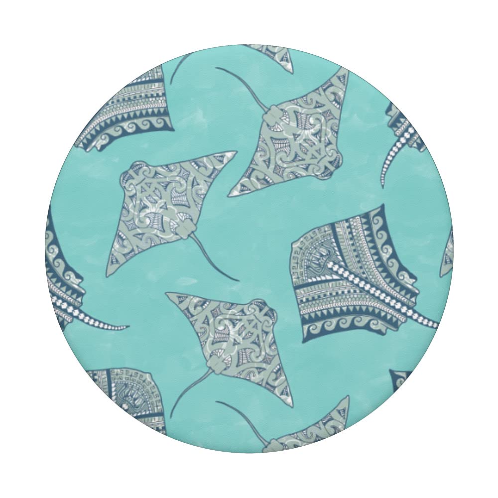 Soft Blue Tribal Stingrays PopSockets Swappable PopGrip