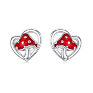 mushroom earrings sterling silver red mushroom studs earrings gifts for women