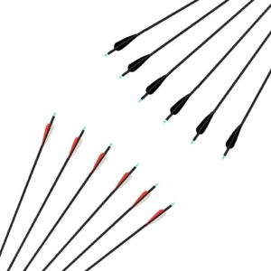 NC93 28/30/32 Inch Archery Arrows Mixed Carbon Arrow Target Practice Hunting Arrows Spine 500 for Compound Recurve Long Bows 6/12pcs (32 inch, Black 12pcs)