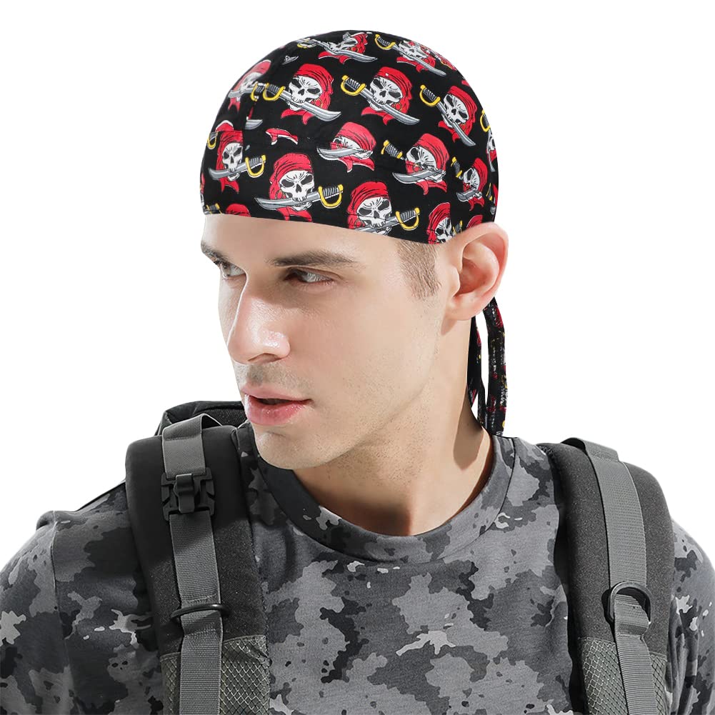 Cycling Cap Men Skull Pirate Hat Riding Bandana Sweat Wick Helmet Liner Motorcycle Headwrap Quick Dry Beanie Under Helmet Purple