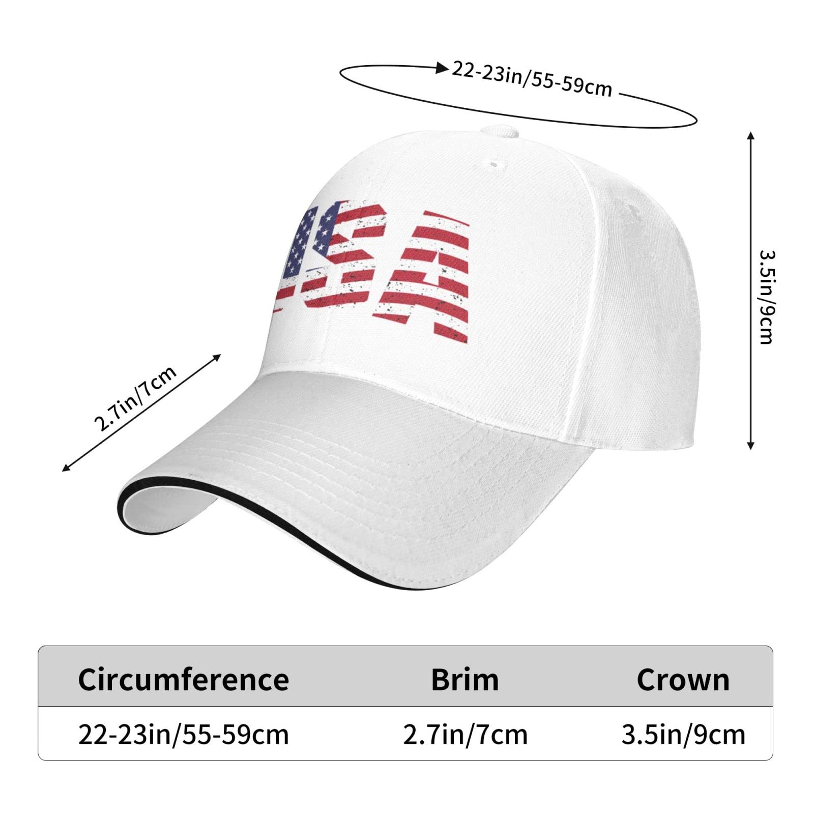 Vintage USA with Flag Baseball Cap Trucker Hat Caps Sports Hats Running for Teenager Men Women Unisex White